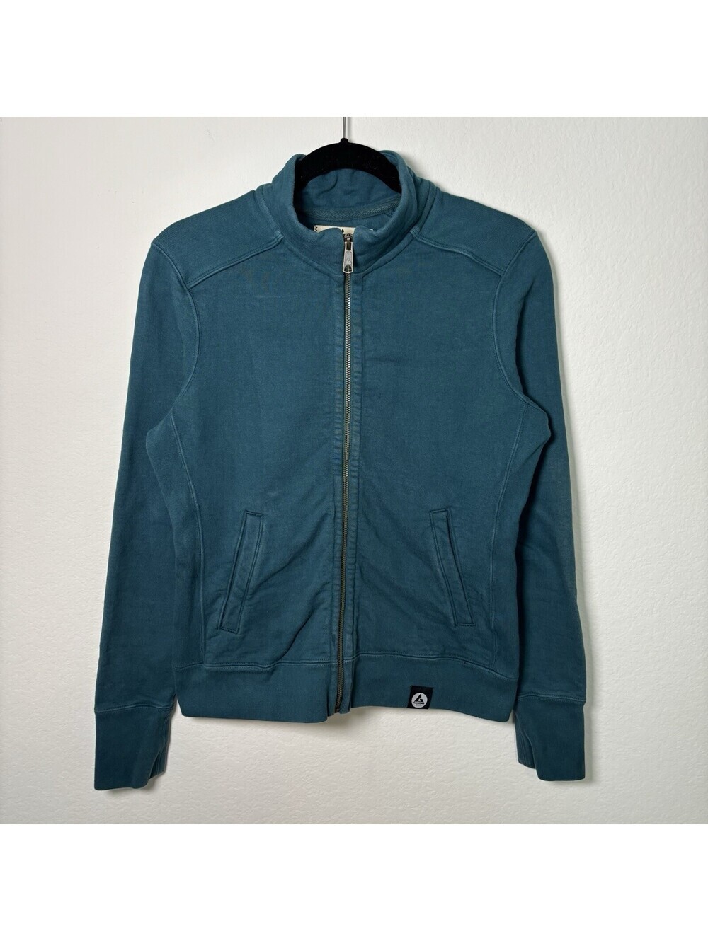 American Giant Sweatshirt Womens Medium Blue Moto Full Zip Heavyweight Jacket